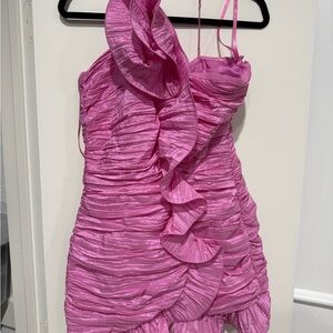 Elegant Pink One Shoulder Dress